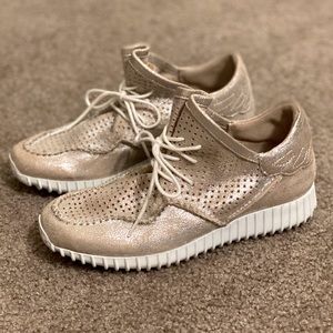 Diba True Poker Hand Perforated Metallic Leather Lace-Up Sneakers